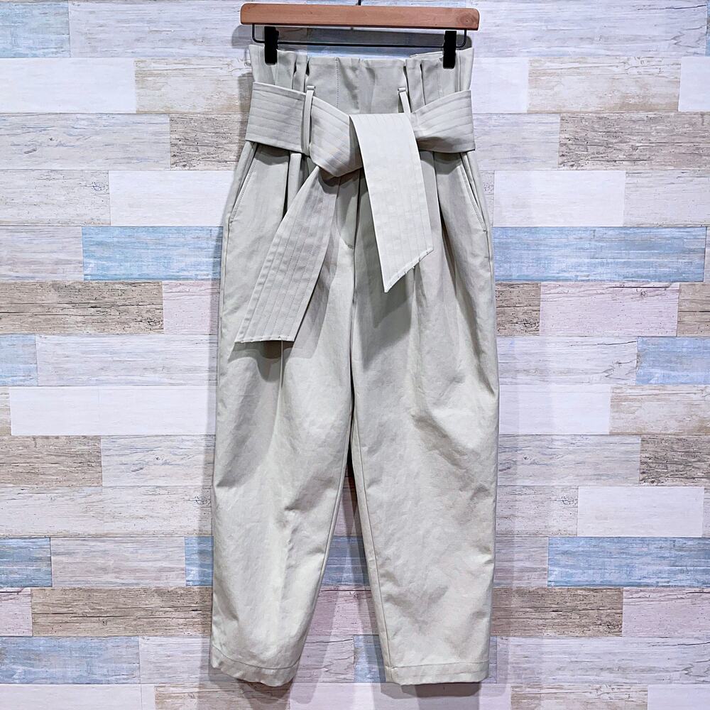 IRO Ritokie High Waist Ankle Paperbag Trousers Green Belted Womens FR 36 US 4